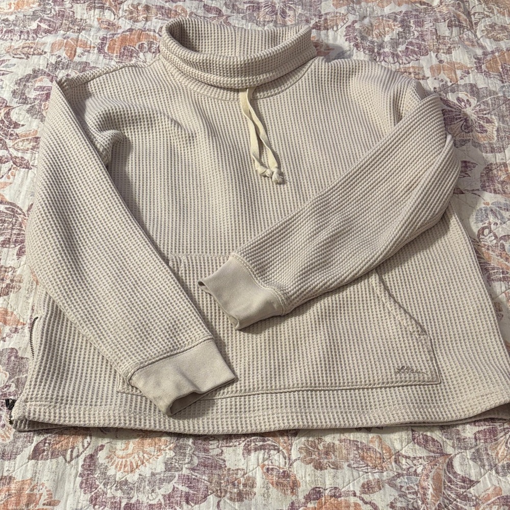 L.L. Bean Cream Waffle Knit Hoodie